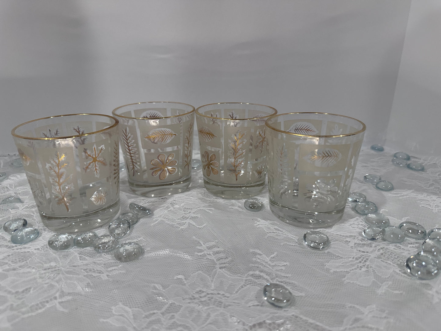 Libbey Glass Barware Frosted Gold Leaf GOLDEN FOLIAGE