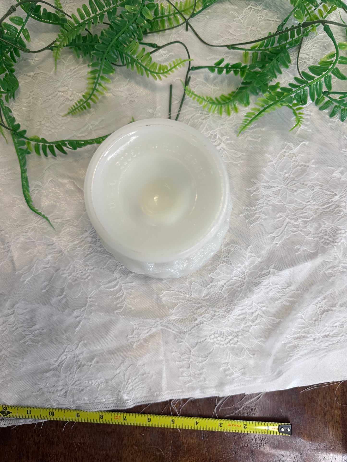 E.O. Brody milk glass vase