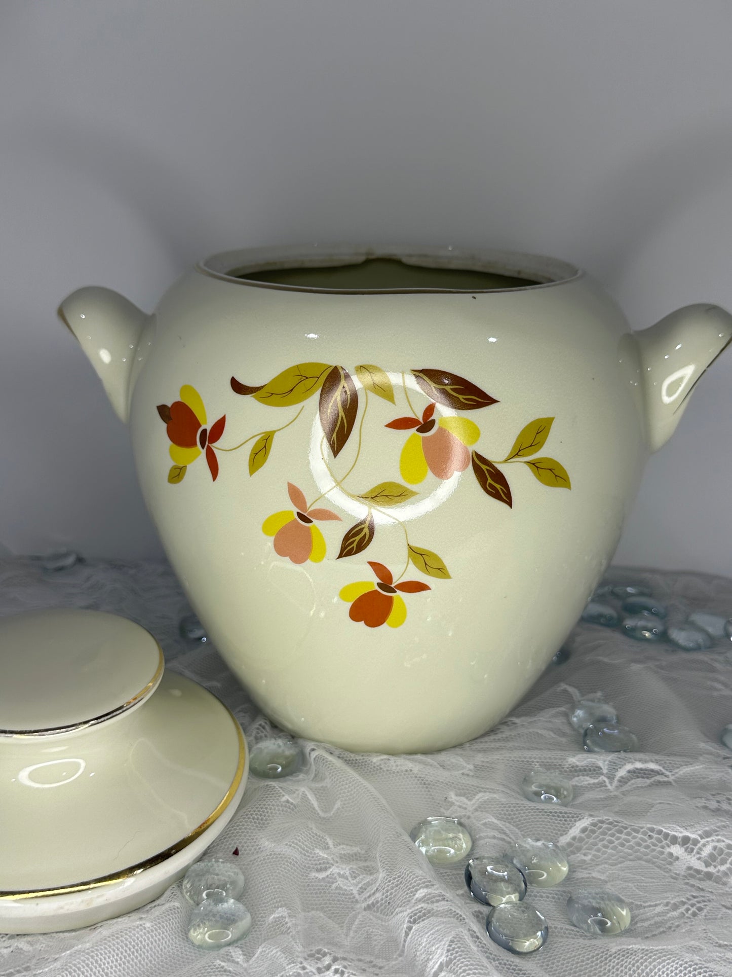 RARE Hall Jewel Tea Handled Cookie Jar with Lid