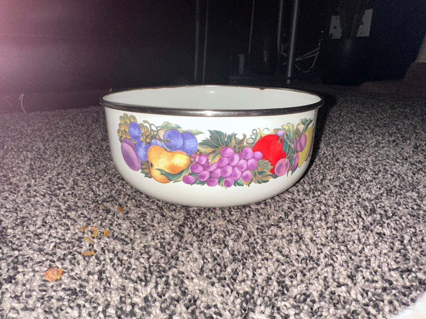 Two Vintage enamel bowls with fruit