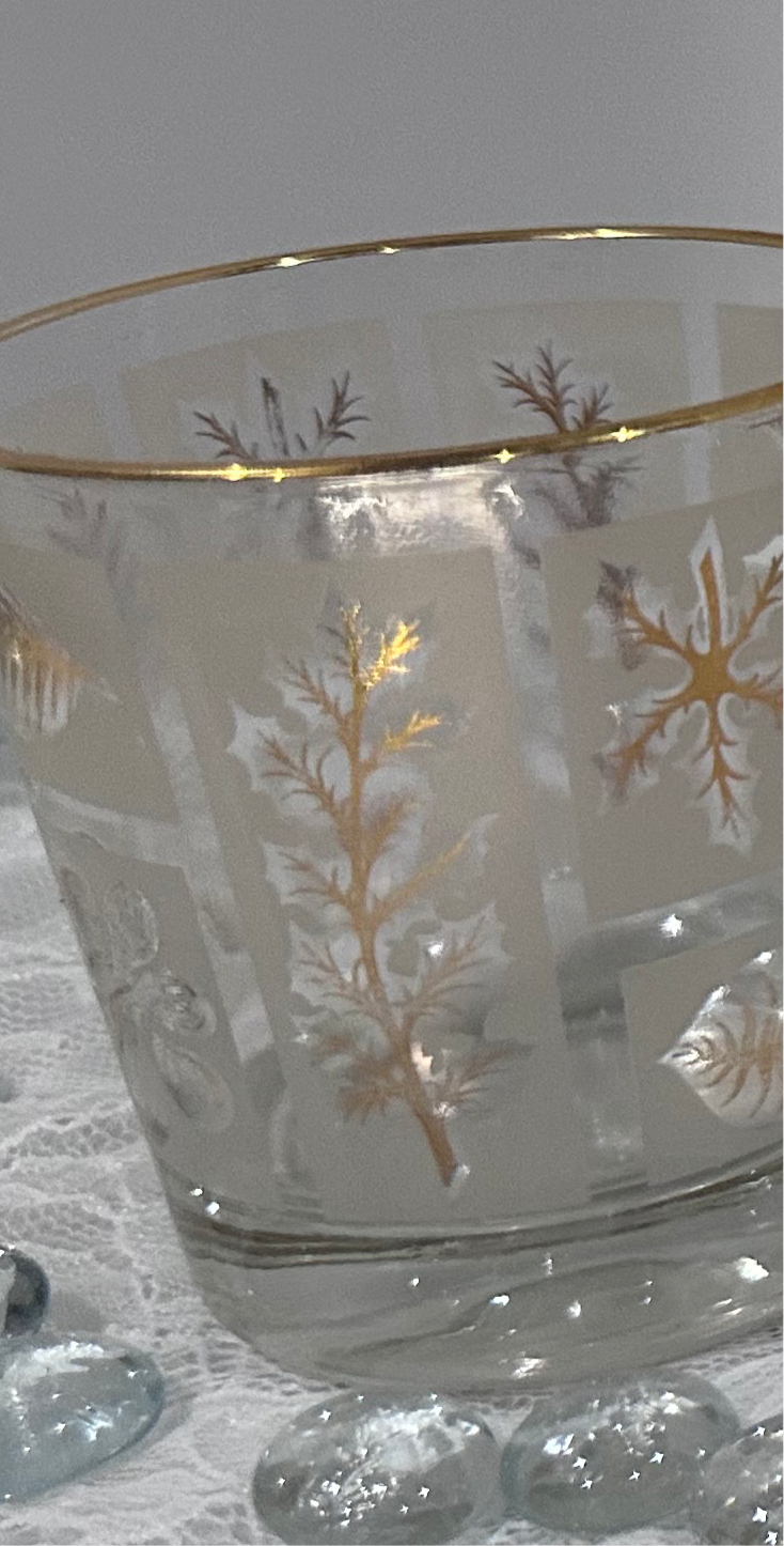 Libbey Glass Barware Frosted Gold Leaf GOLDEN FOLIAGE