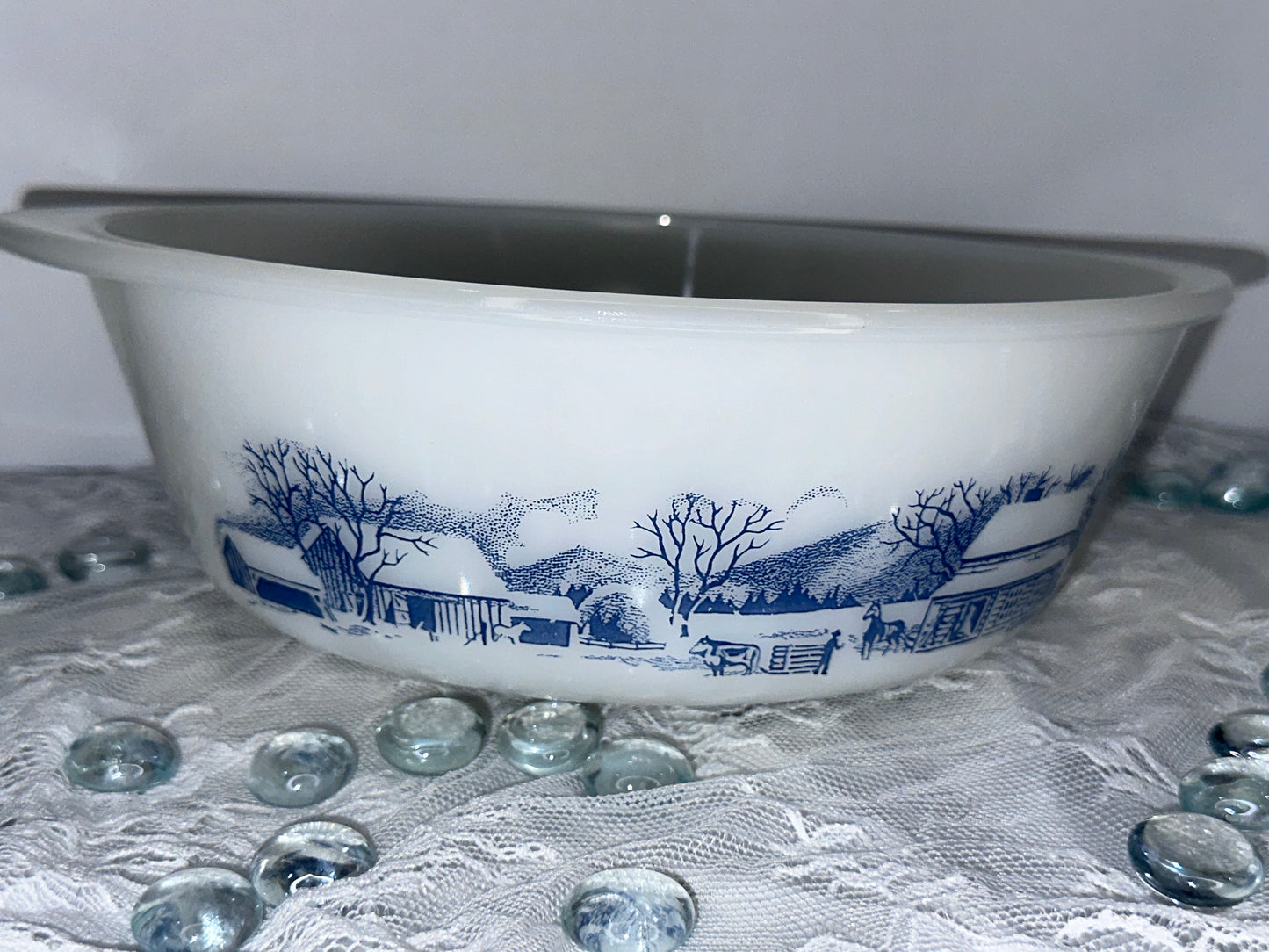 Vintage Glasbake Milk Glass Casserole