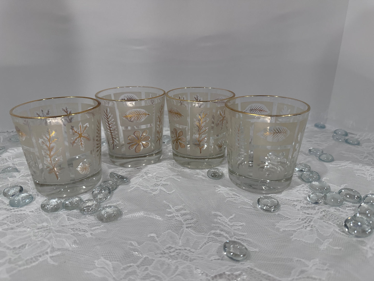 Libbey Glass Barware Frosted Gold Leaf GOLDEN FOLIAGE