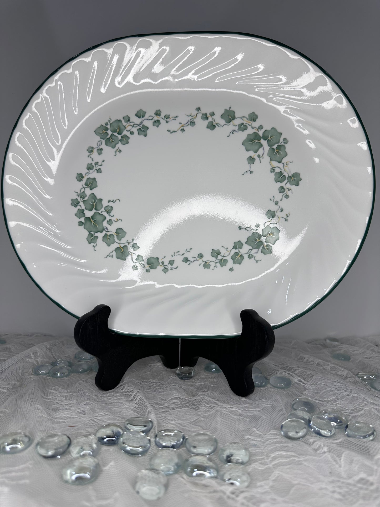 Corelle Callaway Green Ivy Swirl Pattern 12" Platter