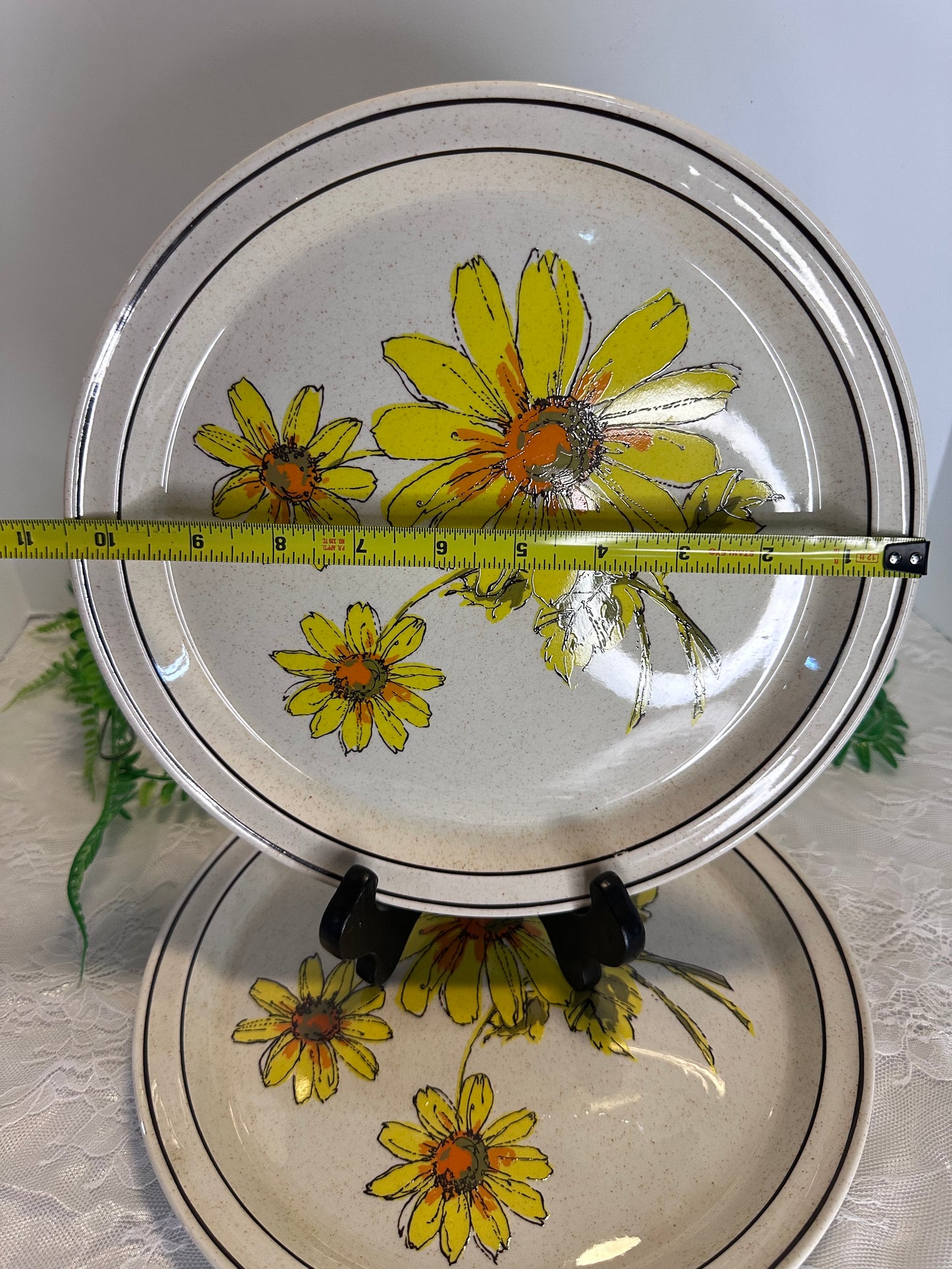 Vintage Shamrock Irish Stone CHARLEEN 10 1/2" Floral Dinner Plates - Set of 2