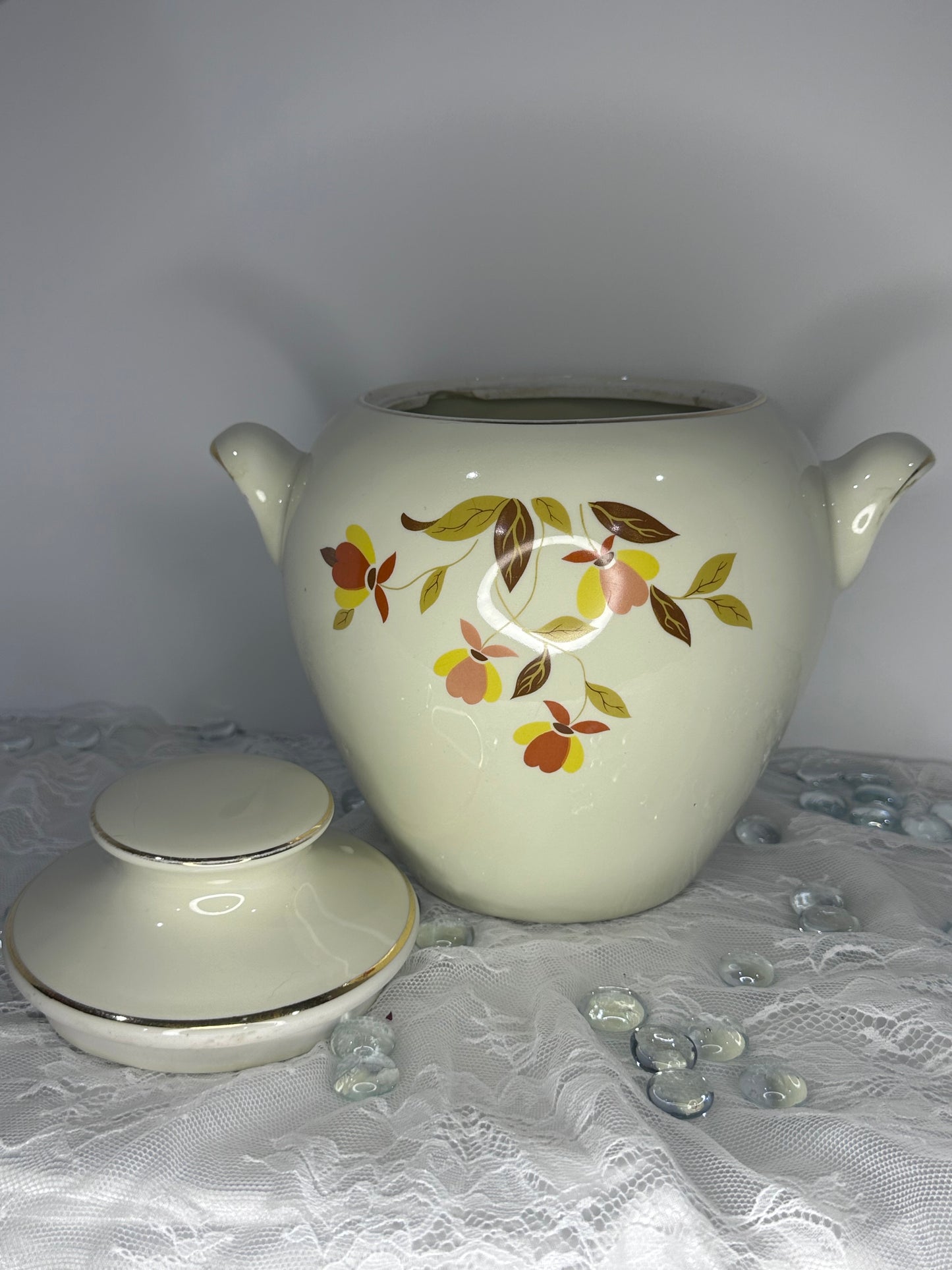 RARE Hall Jewel Tea Handled Cookie Jar with Lid