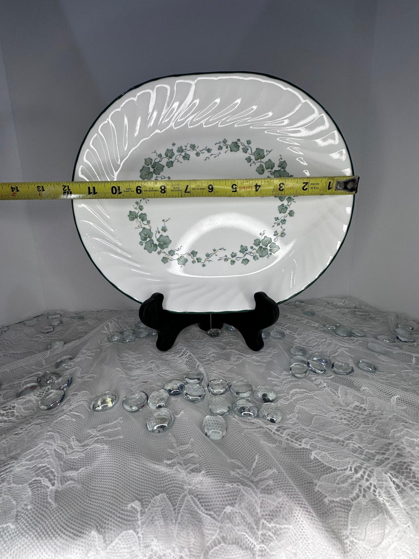 Corelle Callaway Green Ivy Swirl Pattern 12" Platter