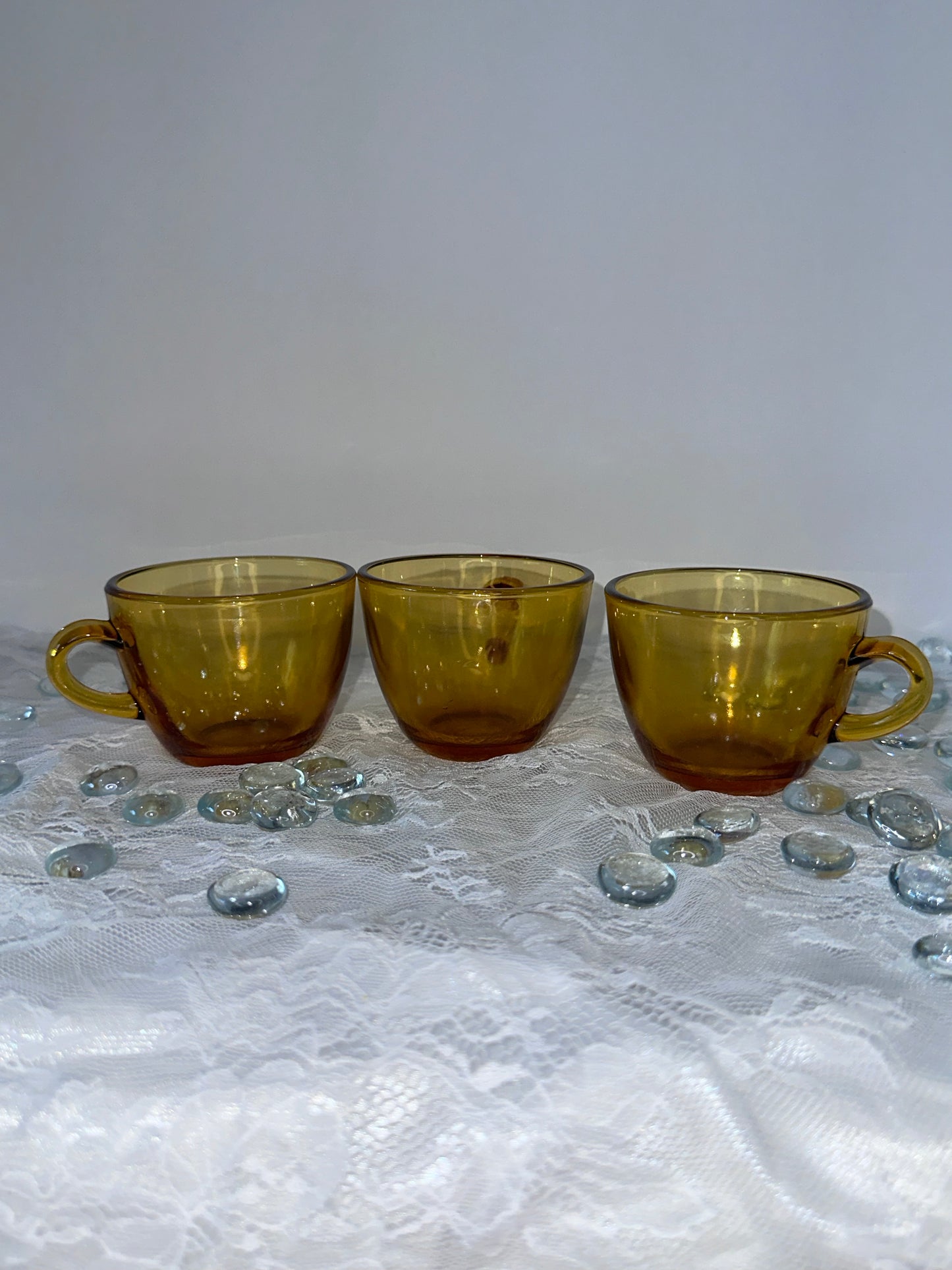 vintage amber glass cups