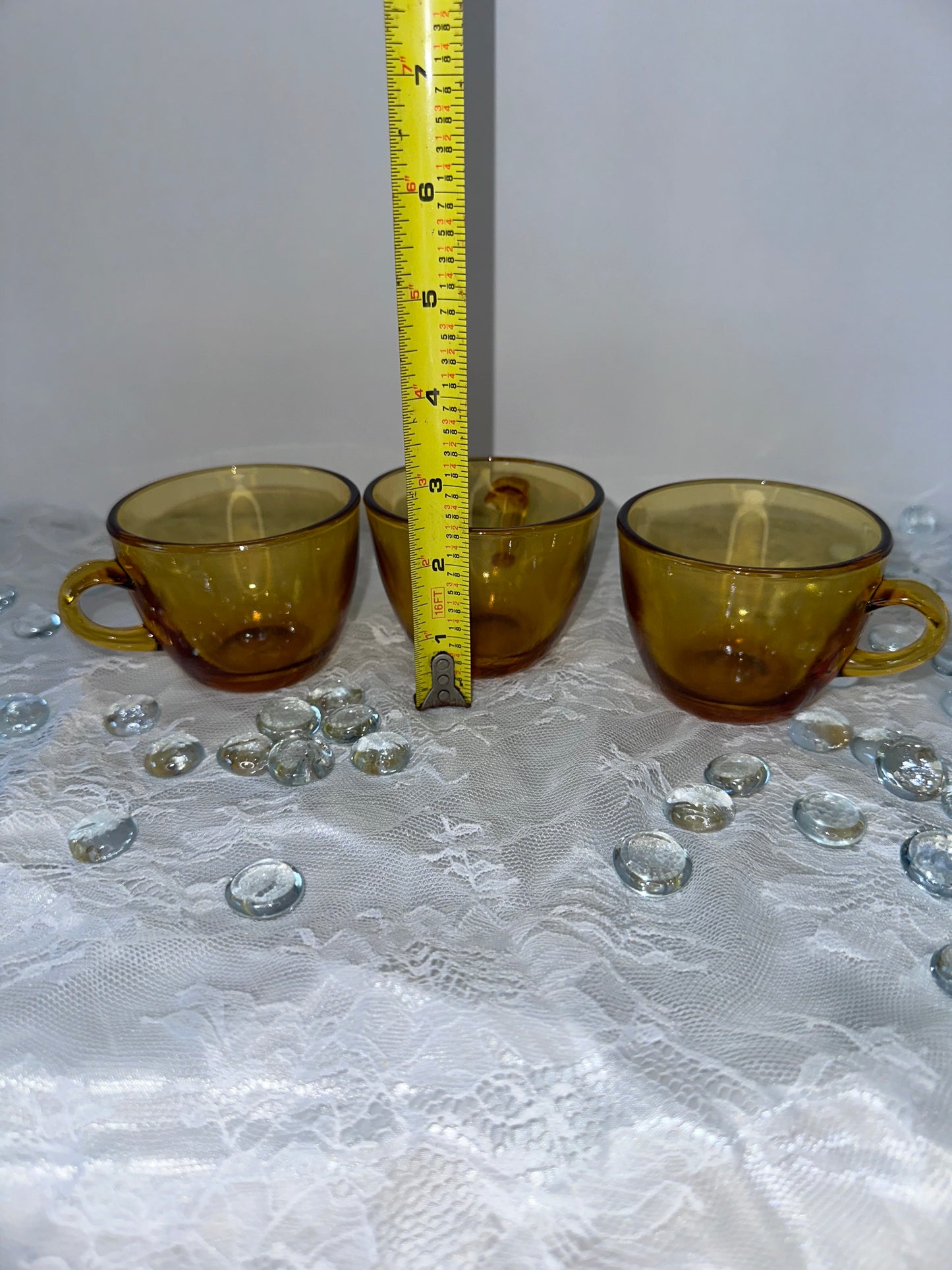 vintage amber glass cups