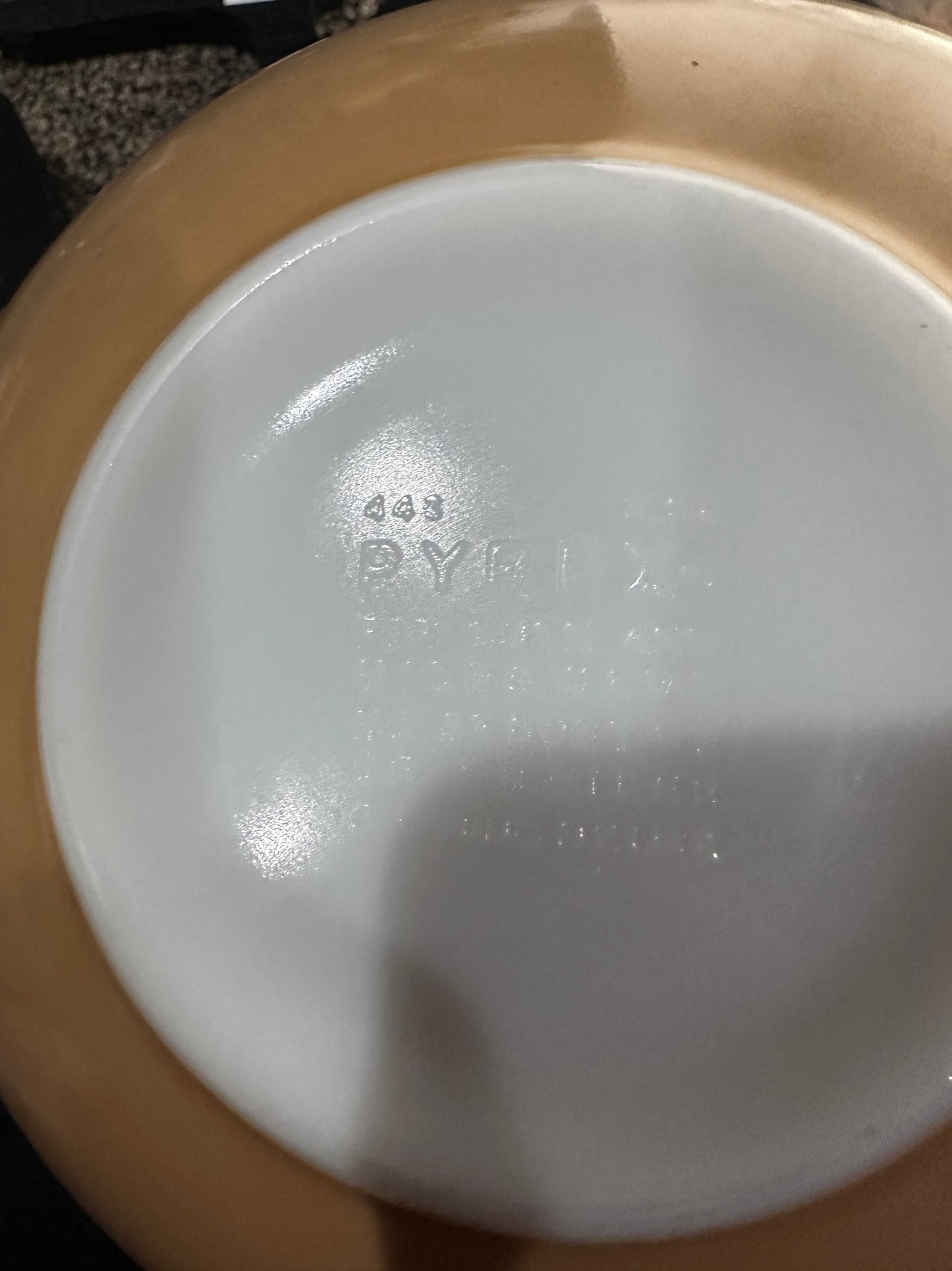 Vintage Pyrex #443 Woodland Brown (Beige) Cinderella Mixing Bowl 2.5 Quart