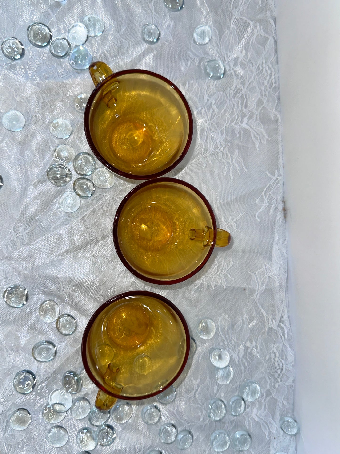 vintage amber glass cups