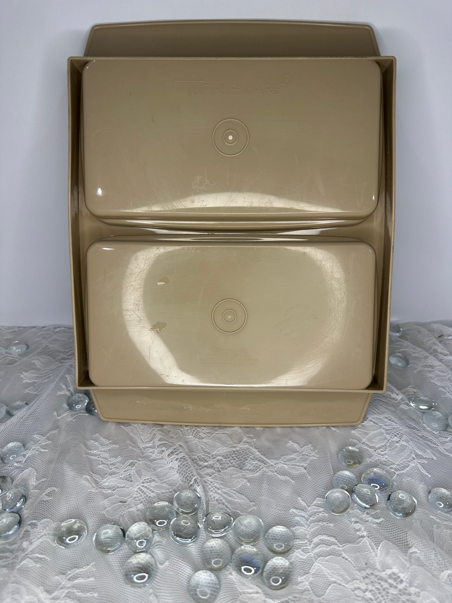 Vintage Tupperware Tan Deviled Boiled Egg Carrier Storage Container