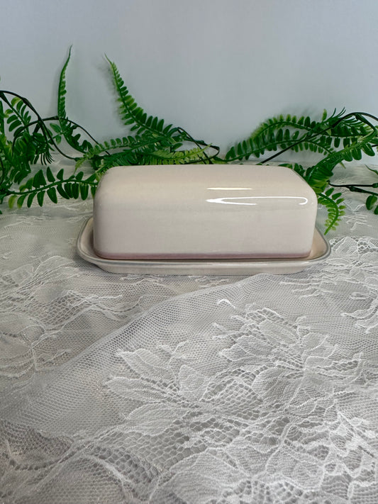 Pfaltzgraff Aura Pink Ceramic Butter Dish