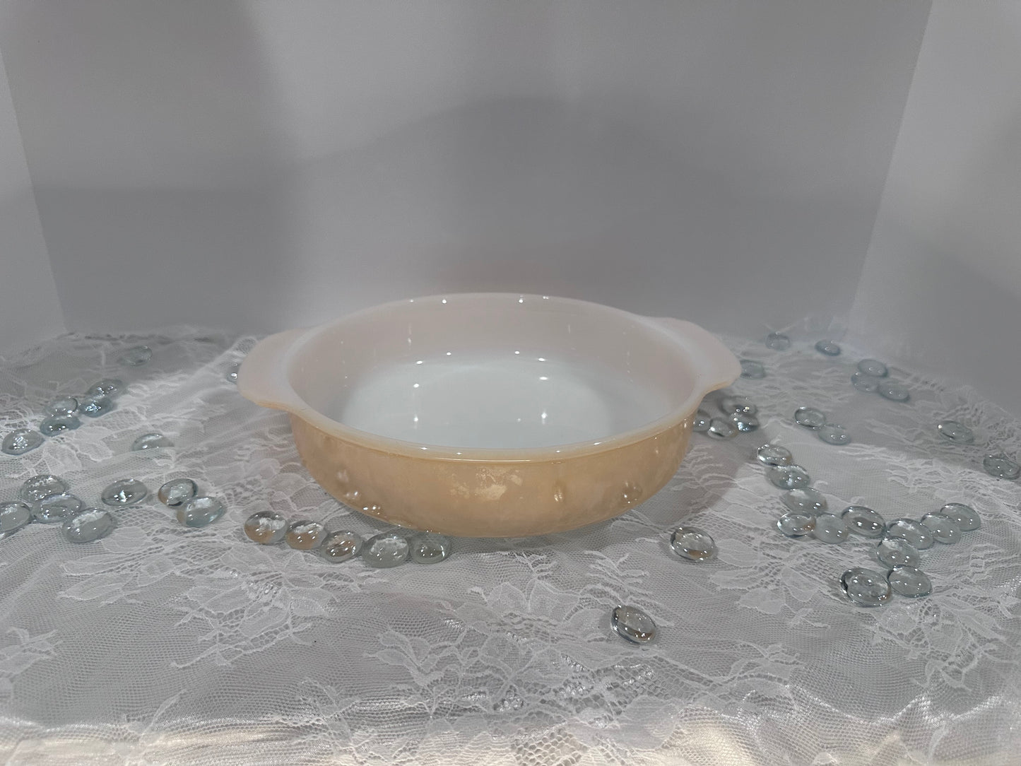 FireKing Peach Luster Casserole Dish