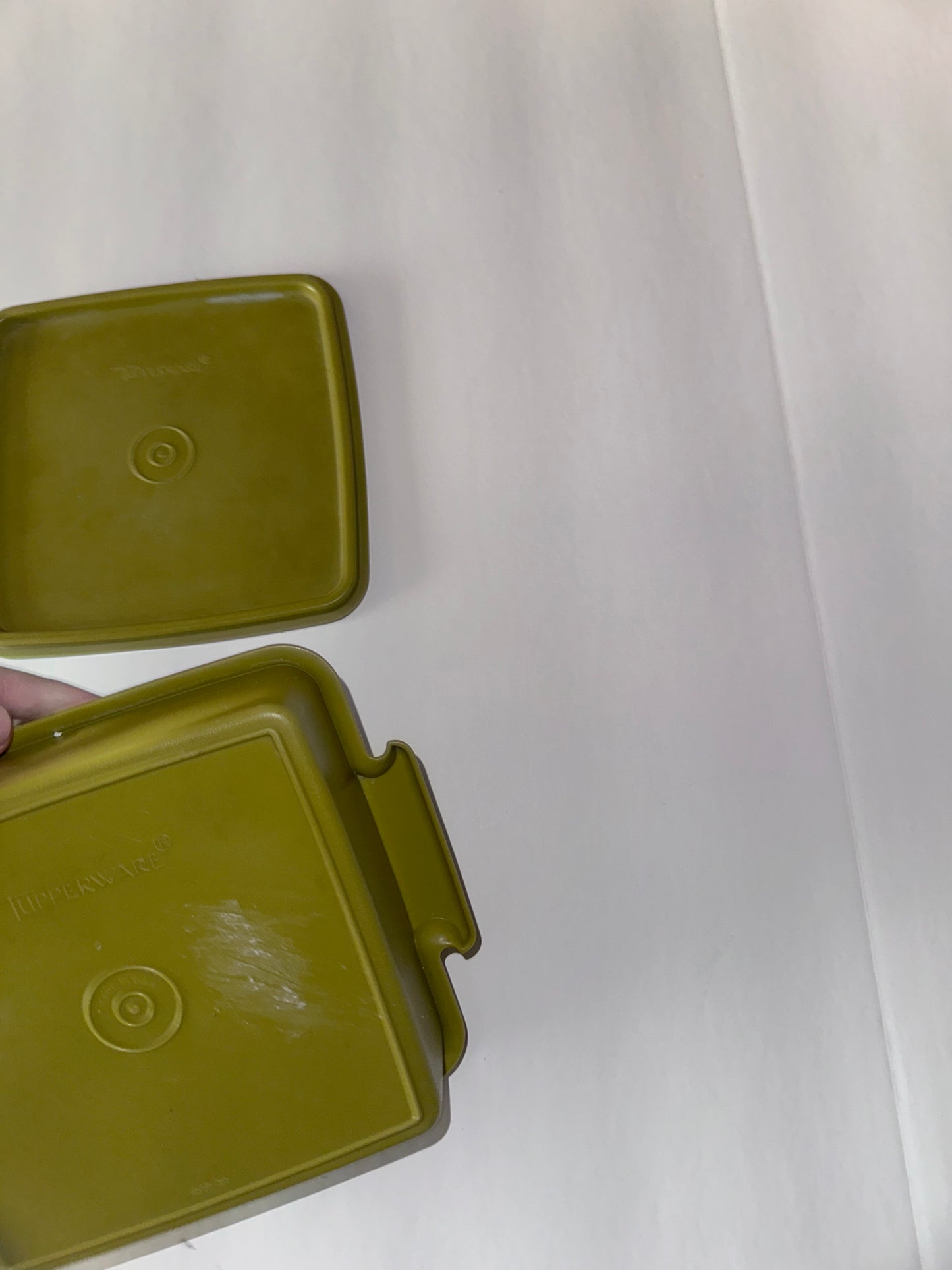 Vintage avocado green Tupperware container