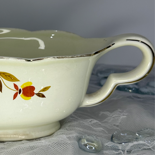 Vintage Hall Jewel Tea Autumn Leaf Gravy Boat Vintage 9 1/2"