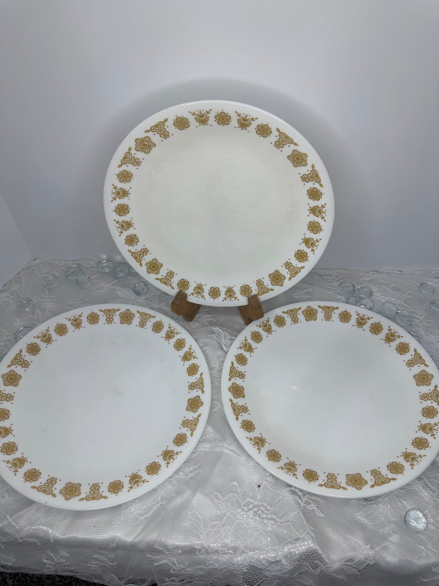 Corelle Butterfly Gold Dinner Plates / 1970 Corelle Corning BUTTERFLY GOLD