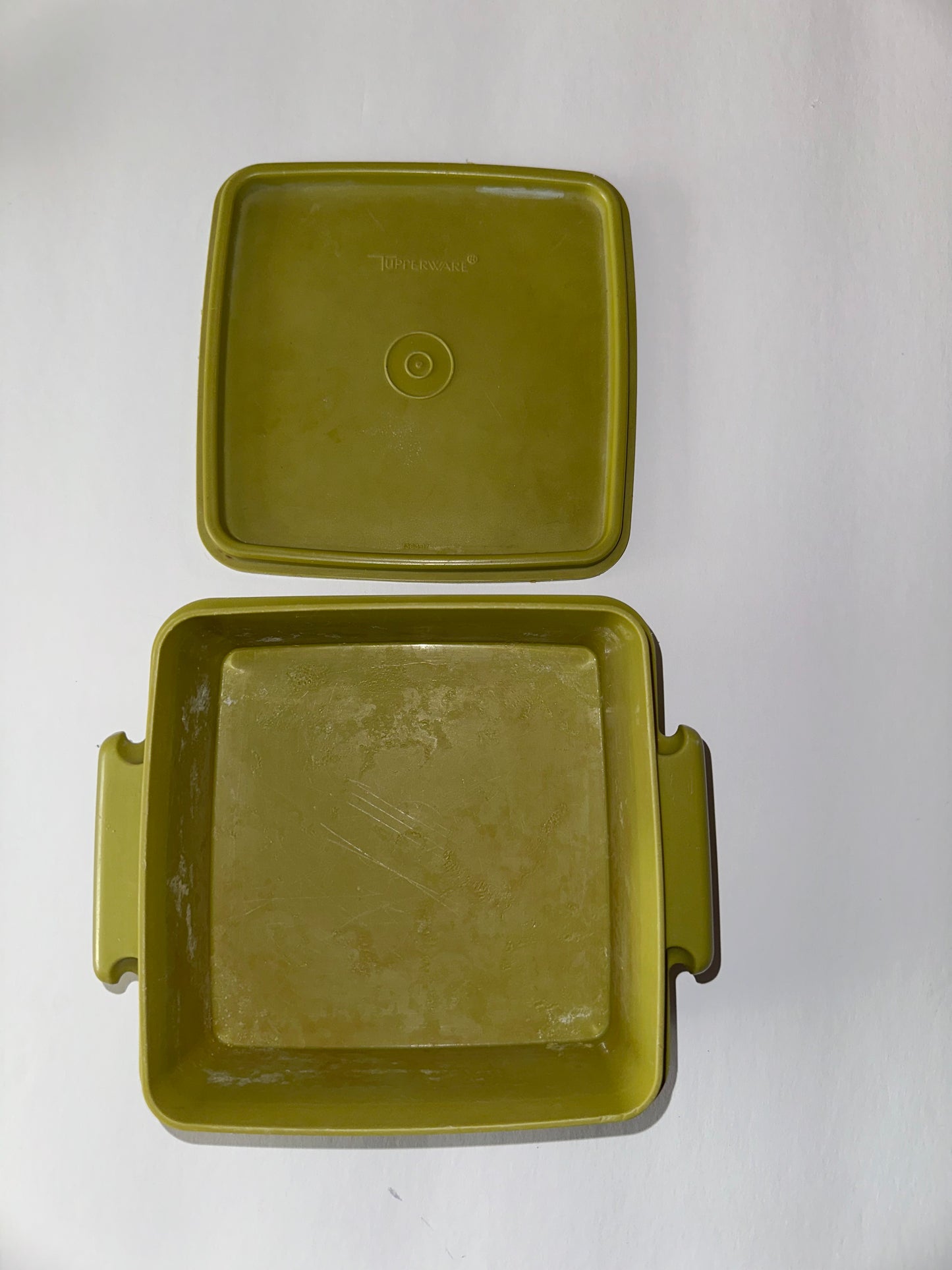 Vintage avocado green Tupperware container