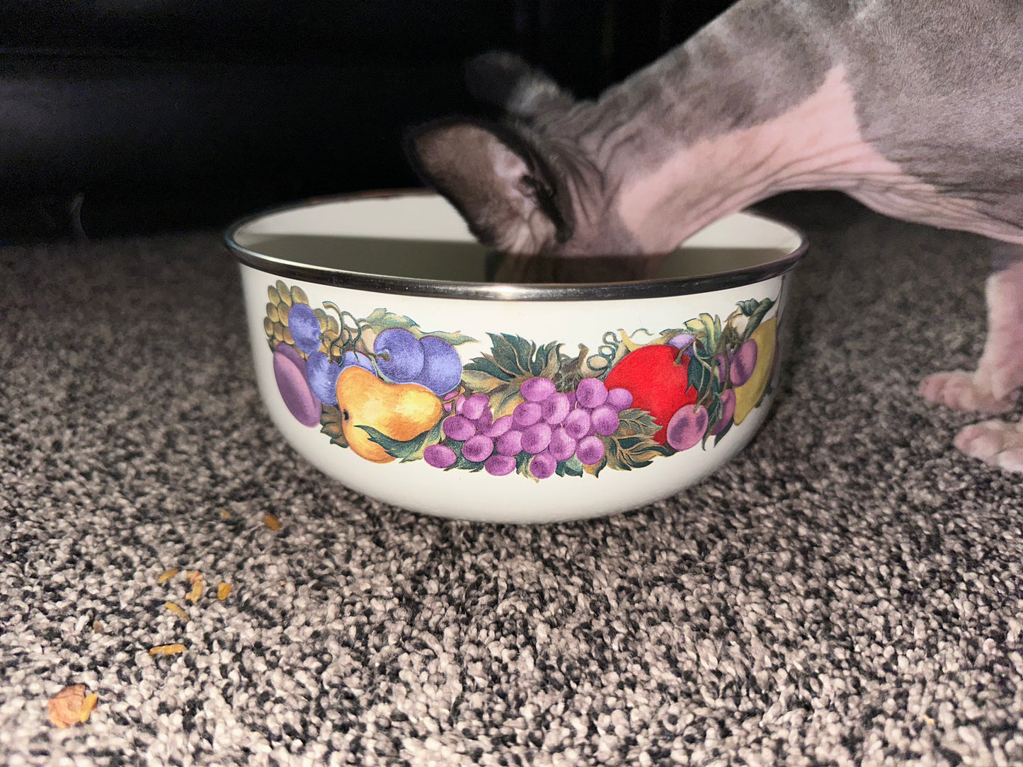 Two Vintage enamel bowls with fruit