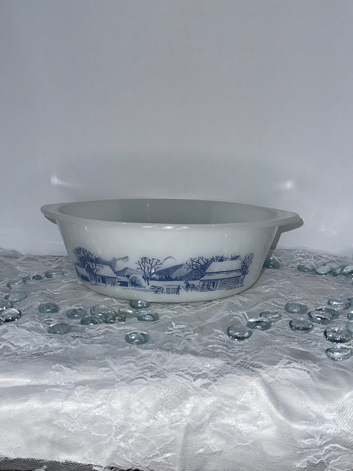 Vintage Glasbake Milk Glass Casserole