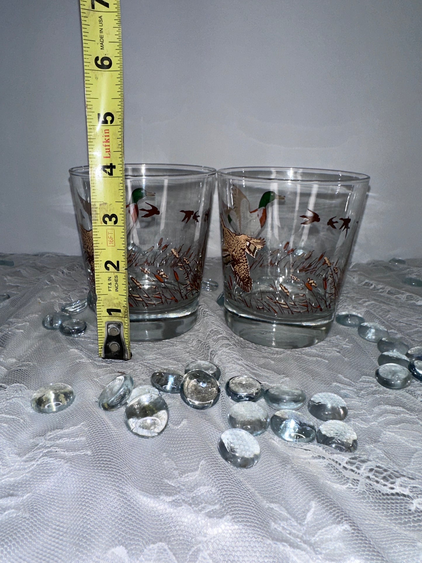 Vintage Libbey Mallard Duck Trophy Hunting Lodge Hunter Whiskey Beverage Glasses
