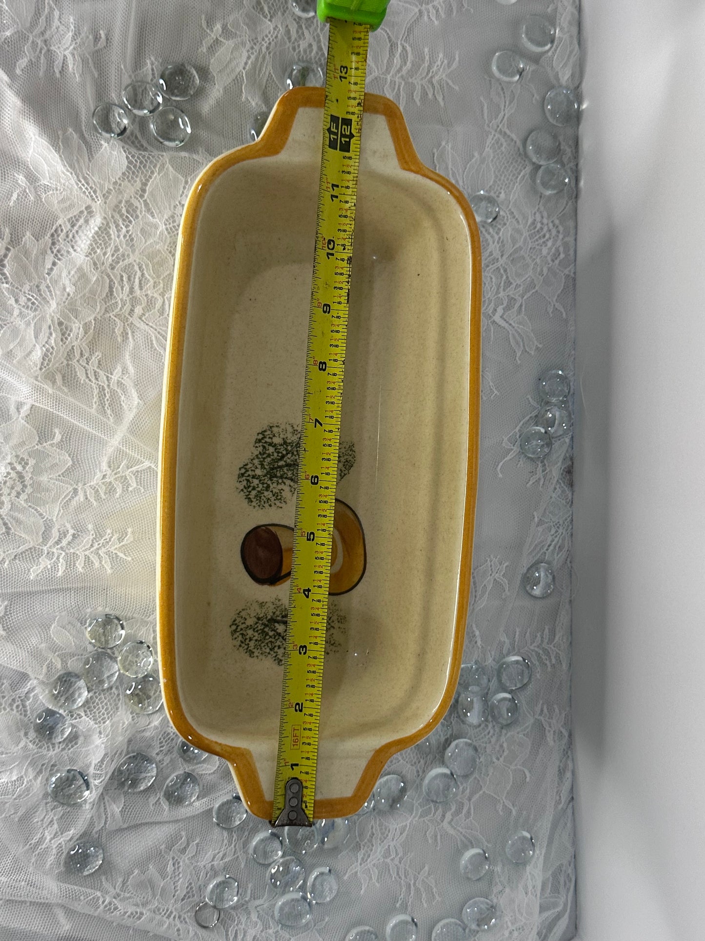 Vintage Los Angeles Potteries Yellow Mushroom Loaf Pan 1971 Ovenware