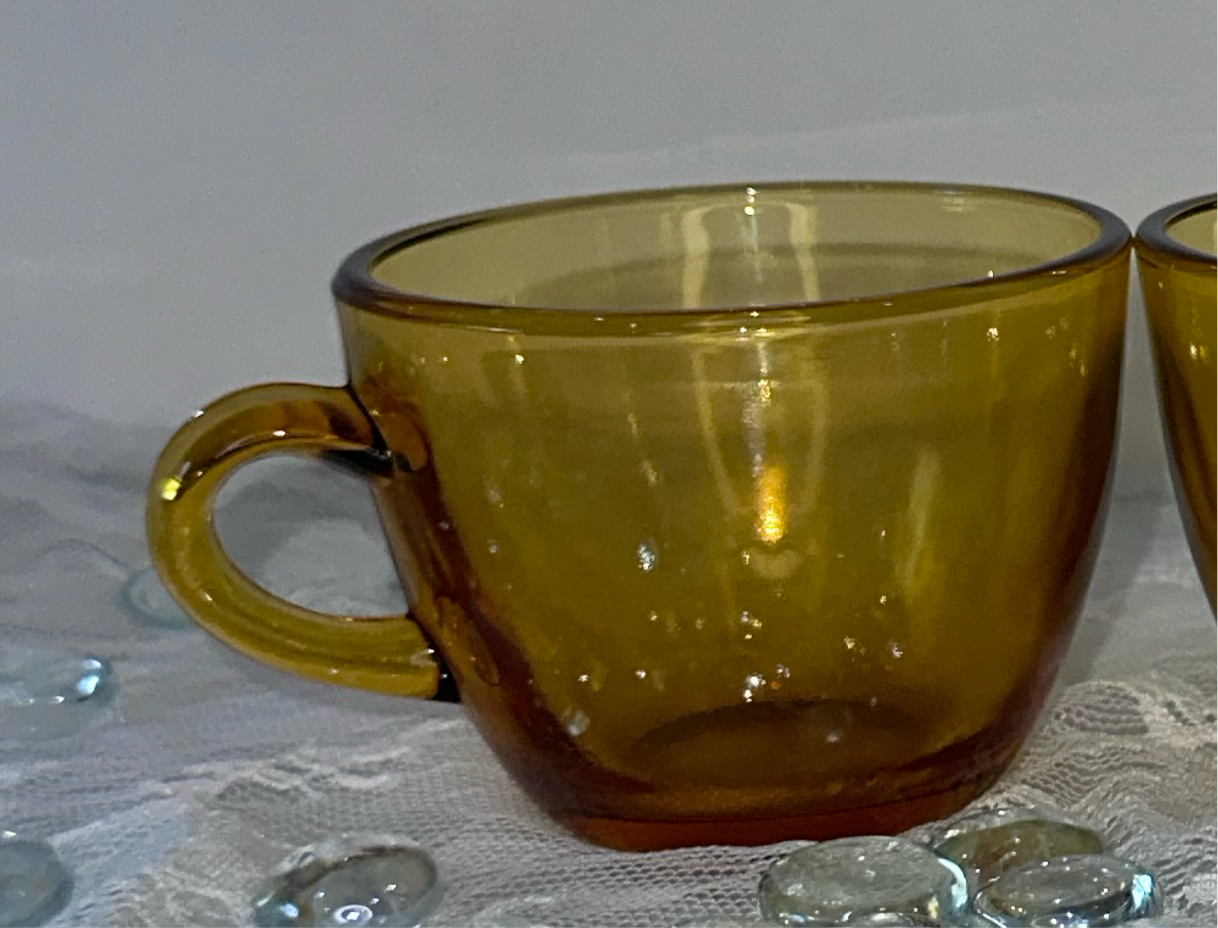 vintage amber glass cups