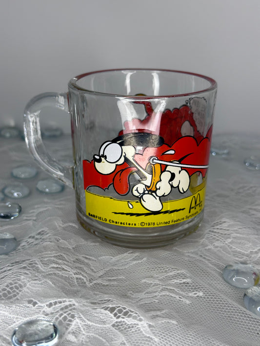 Vintage 1978 Garfield McDonalds Clear Glass Coffee Mug Cup Glass Jim Davis Mint