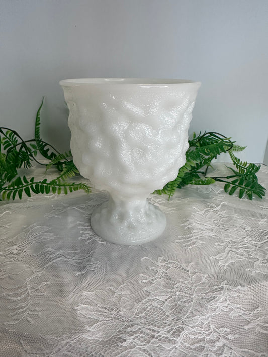 E.O. Brody milk glass vase