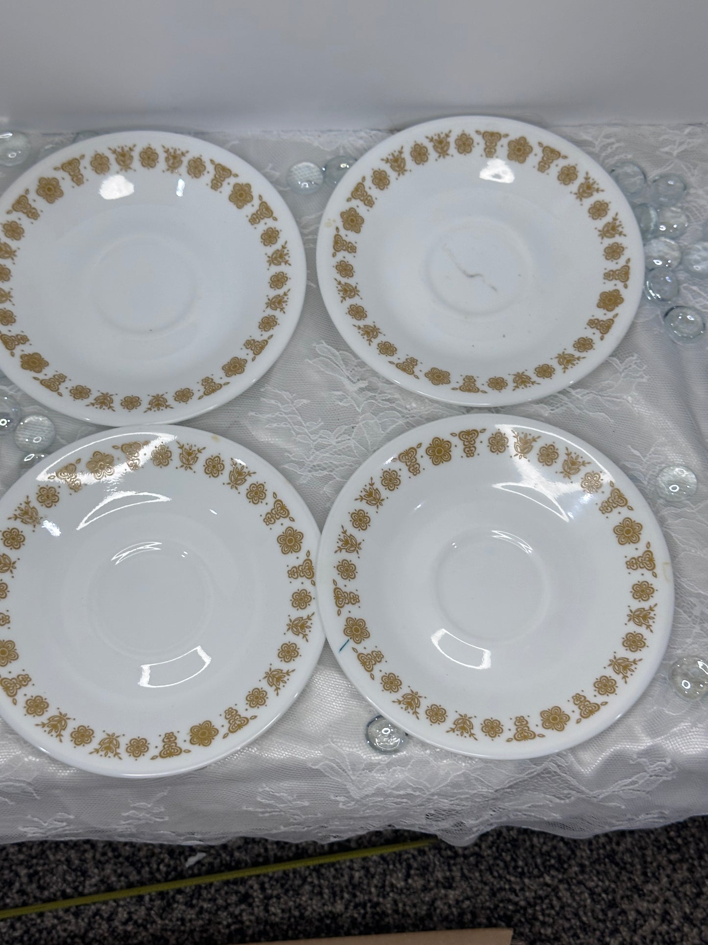 Corelle Butterfly Gold Dinner Plates / 1970 Corelle Corning BUTTERFLY GOLD