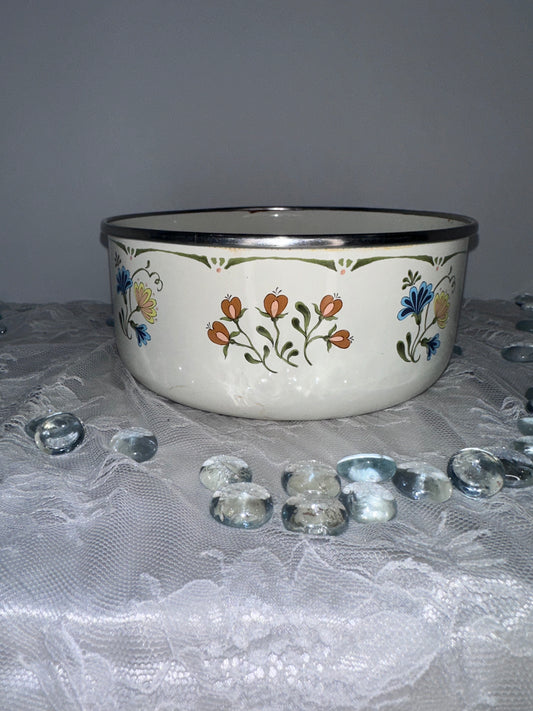 Kobe Metal Bowl Flowers Cream Floral