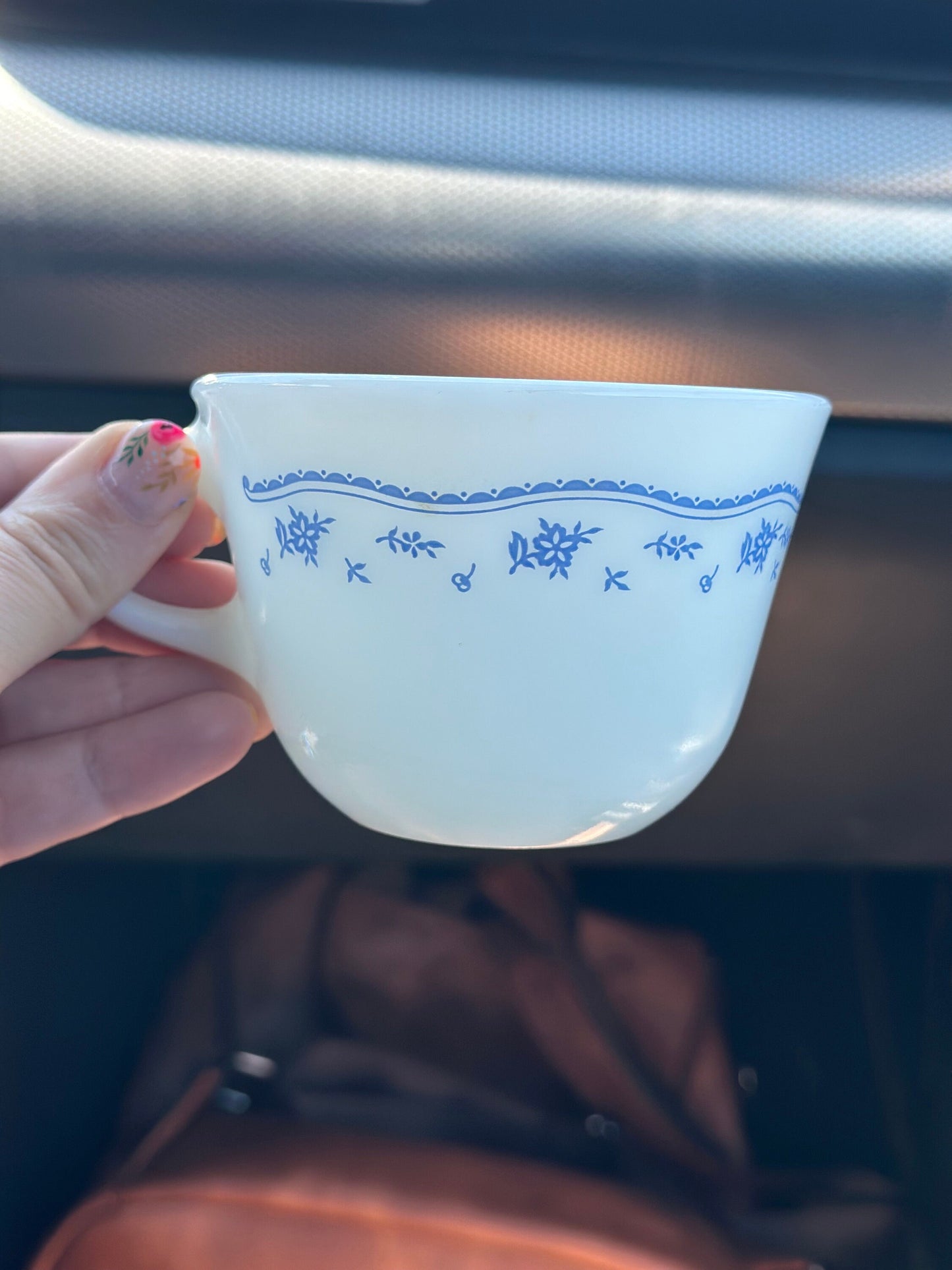 Vintage Pyrex Morning Blue Flowers Cups