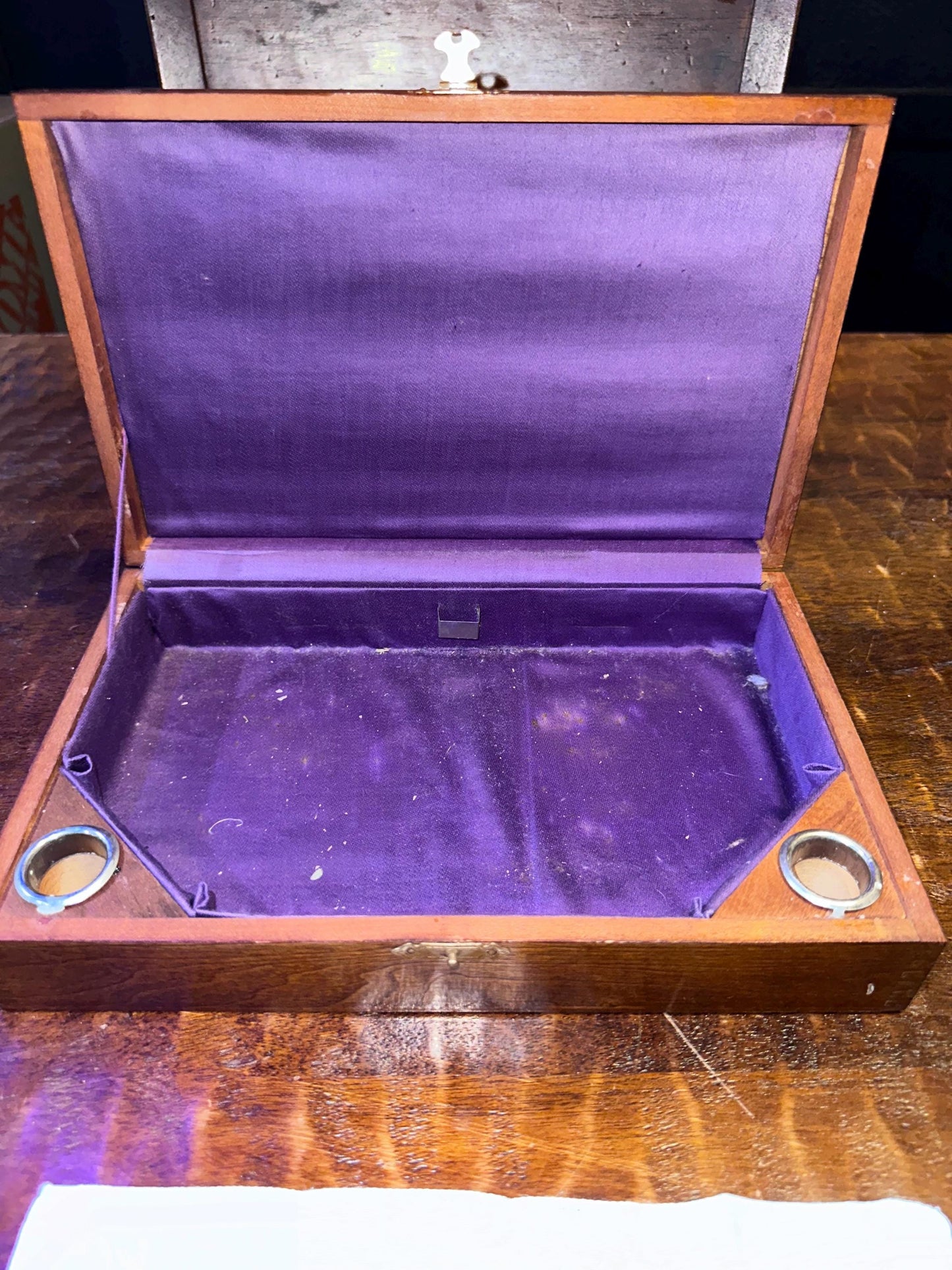 Vintage Last Rites Sick Call Set Catholic Priest Hinged Wooden Box Traveling