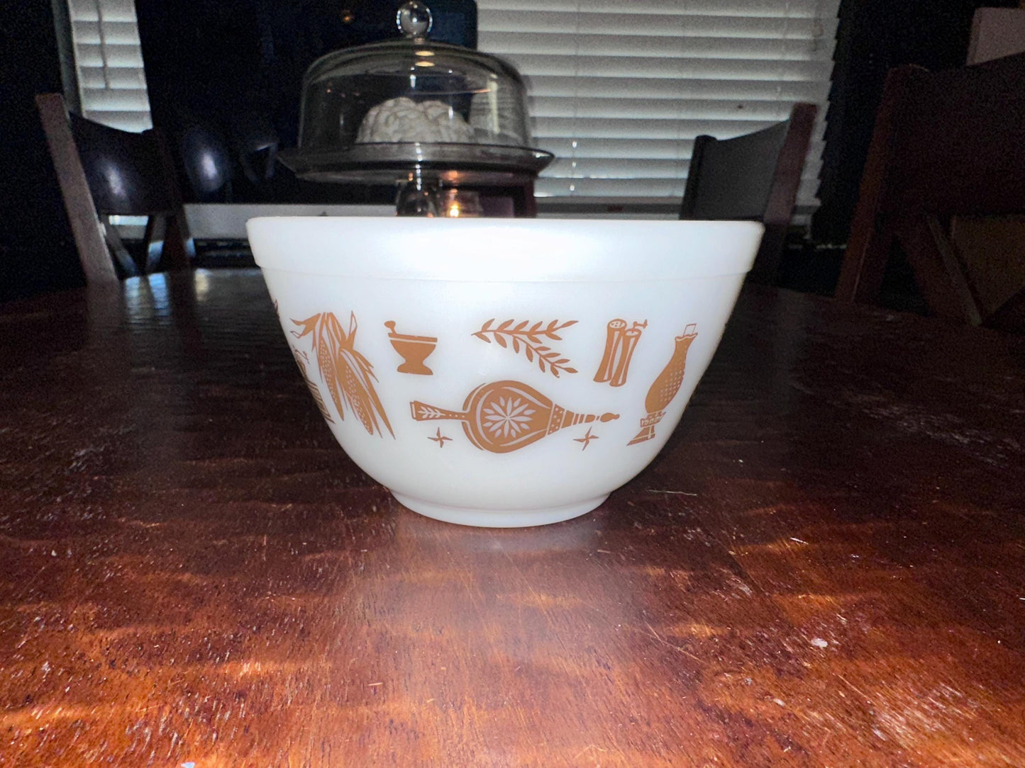 Vintage Pyrex Early American Brown On White Mixing Bowl